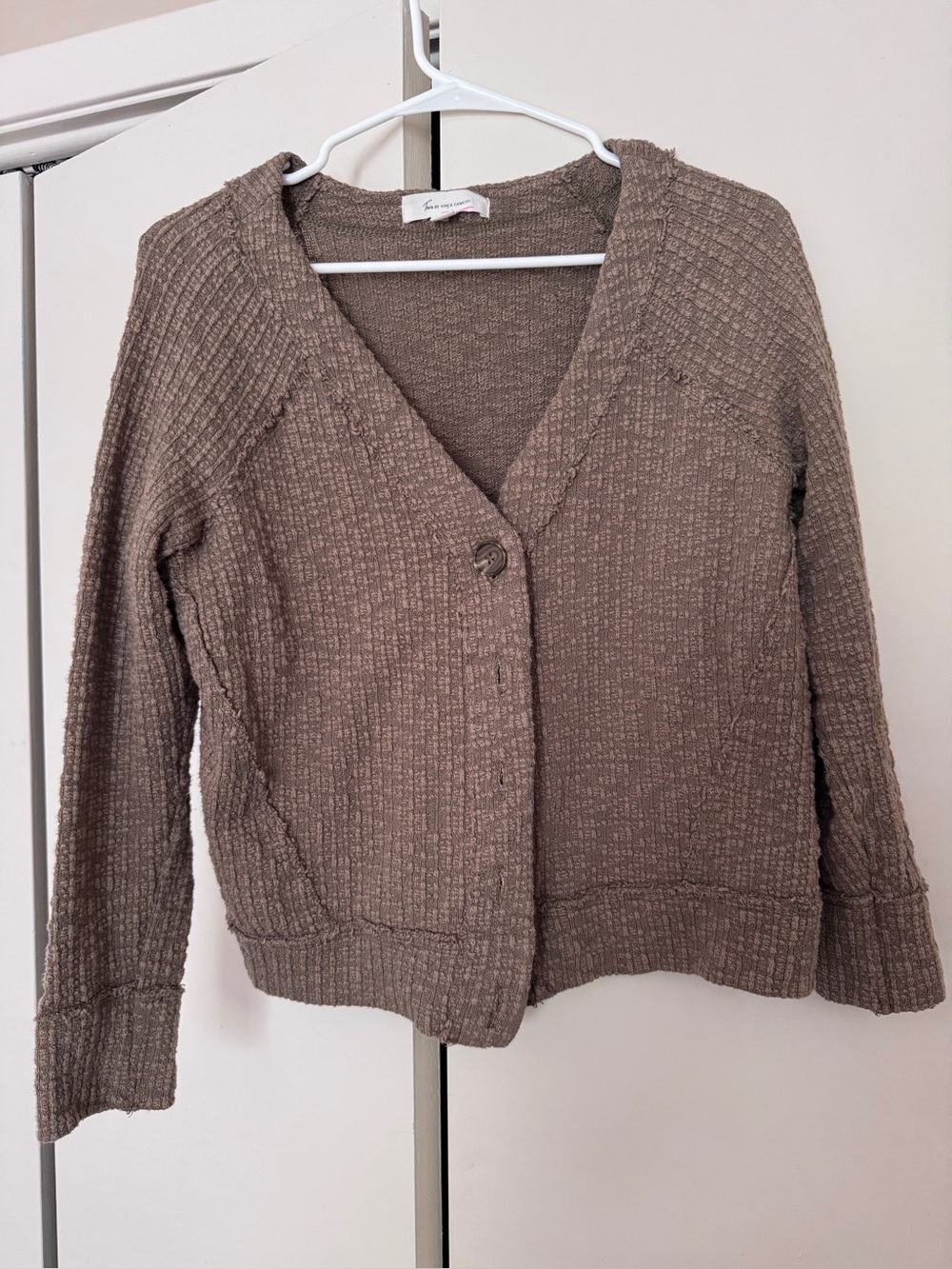 Cozy Taupe Button-Front Women's Cropped Jacket